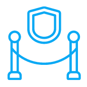 event security icon in blue