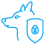 dog handler icon in blue